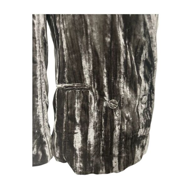 H&M Brown Velvet Single Breasted Blazer Jacket Old Money Dark Academia Womens 4 - Picture 6 of 9